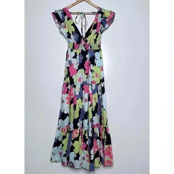 ModCloth Black Honolulu Floral Vamped Up Vagabond Maxi Dress Size Small - Picture 5 of 11